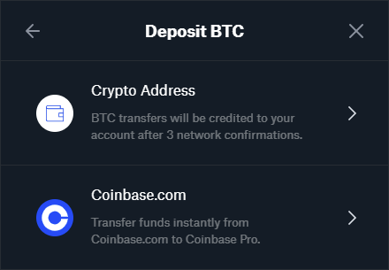 Select the wallet you want to transfer your assets on Coinbase
